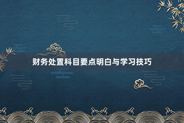 财务处置科目要点明白与学习技巧