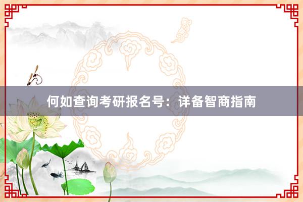 何如查询考研报名号：详备智商指南