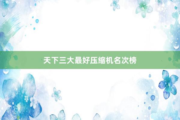 天下三大最好压缩机名次榜